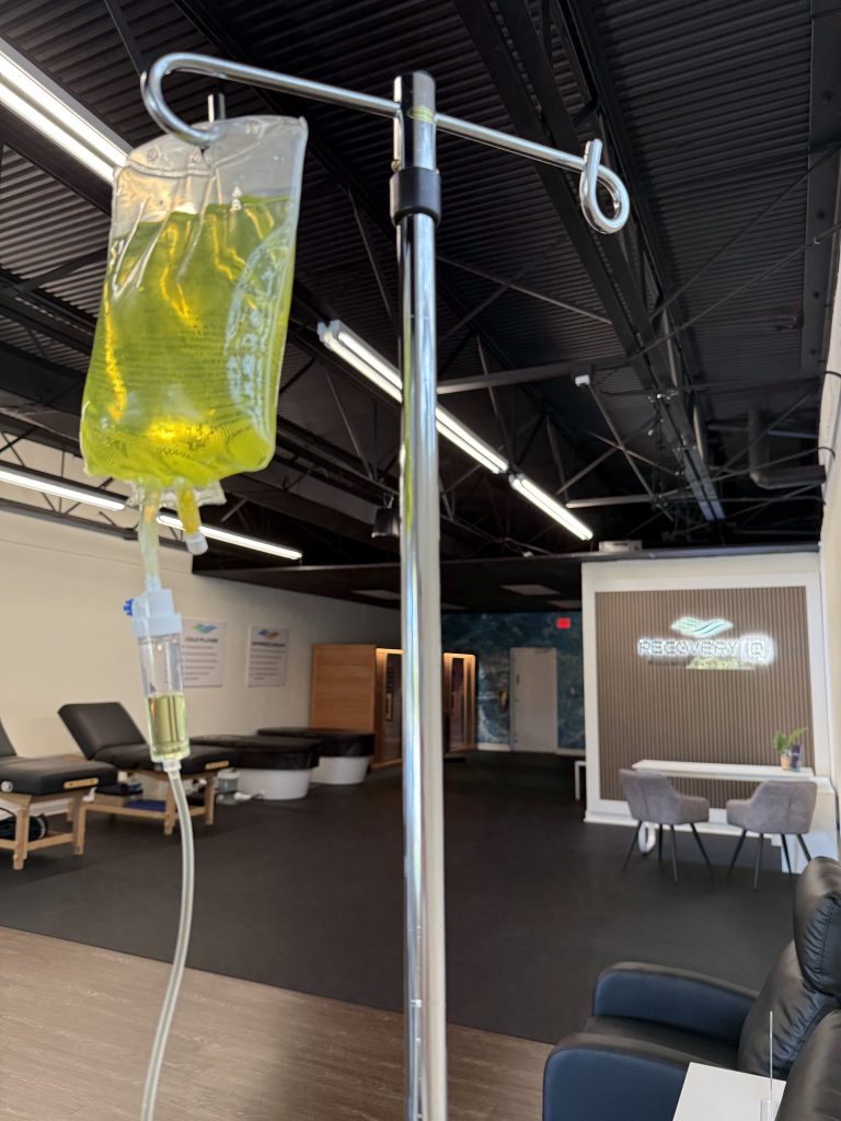 Image of a hanging IV bag